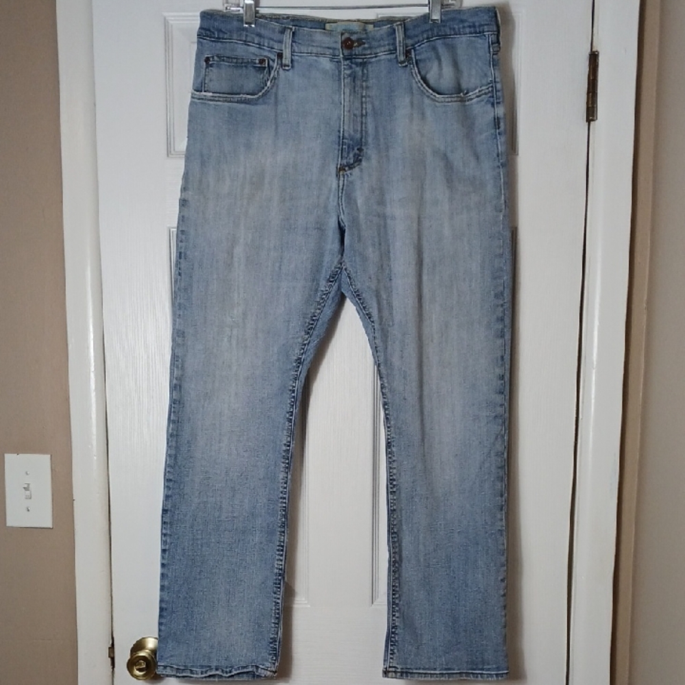 Wrangler Straight Fit Flex Light Washed Jeans Work Wear Rugged Size 36x30